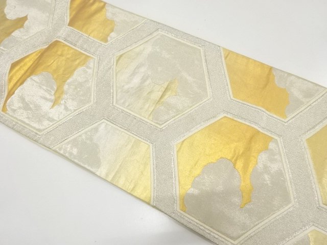 JAPANESE KIMONO / ANTIQUE TORTOISESHELL / CLOUD PATTERN WOVEN FUKURO O